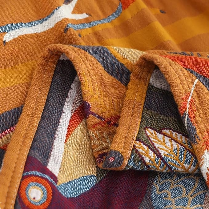 SANACYNA Muslin Throw Blanket Oriole Birds 100% Cotton 6-Layer Gauze Bed Blanket Lightweight Soft Breathable Blanket for Sofa Bed Coverlet Both Sides (B-Yellow Bird, 80 x 90 in)