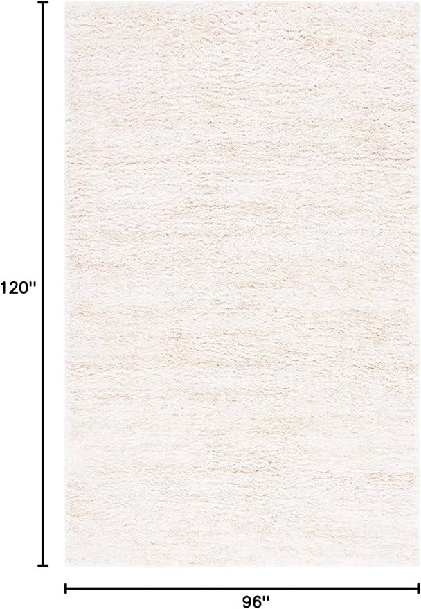SAFAVIEH Area Rug 8x10 - Berber Shag Collection - Large - Ivory & Beige, Modern Design, Non-Shedding & Easy Cleaning, Plush Thick Pile, Ideal for Living Room, Bedroom, Dining Space (BER563A)