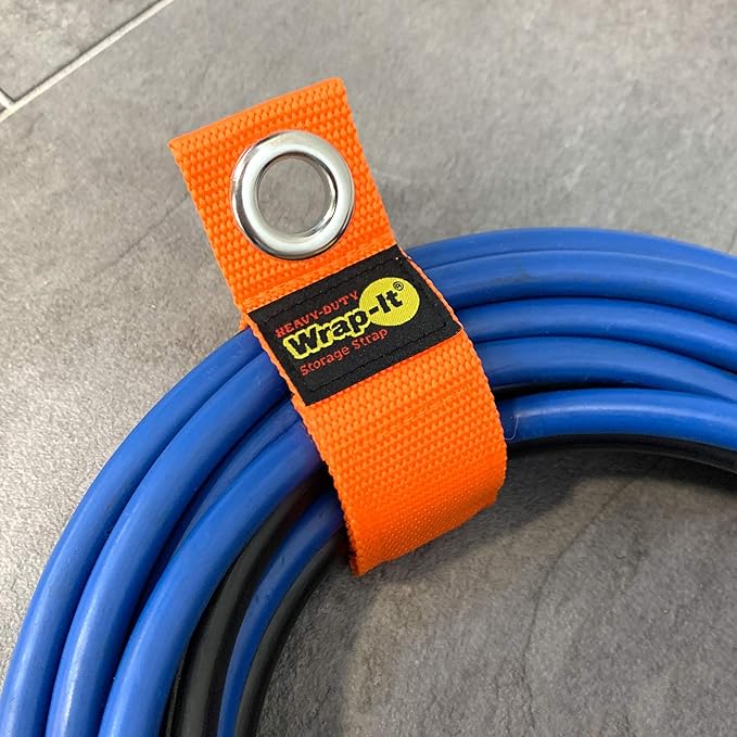 Heavy-Duty Wrap-It Storage Straps - 10-inch (6-Pack) Blaze Orange - Garage Organizer and Electric Cord Holder for Garage Essentials