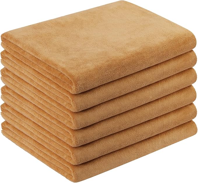 Large Microfiber Bath Towels, 6 Pack 30" x 60", Oversized, Soft, Super Absortbent, Fast Drying Bathroom Towel Set for Sauna, Hair Wrap, Salon,Sport, Fitness, Yoga, Beige