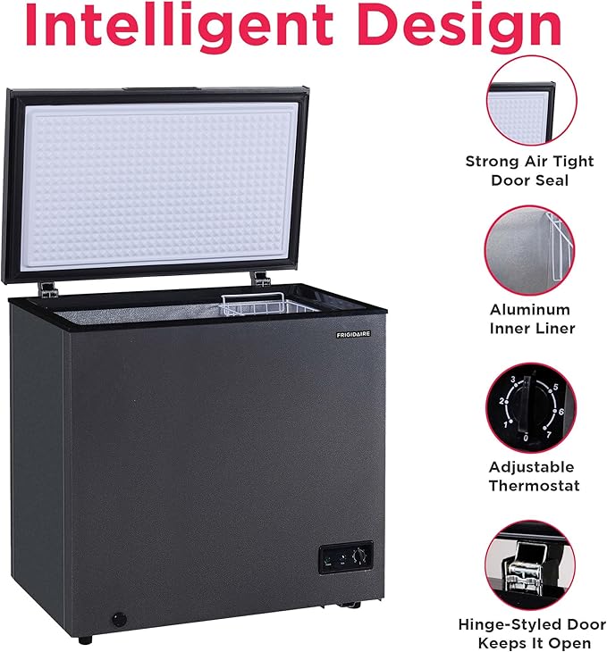 Frigidaire Chest Deep Freezer, 7 Cu. Ft. Capacity, Granita Rugged Design-Adjustable Thermostat-Removable Vinyl Coated Wire Basket-Easy Defrost Drain