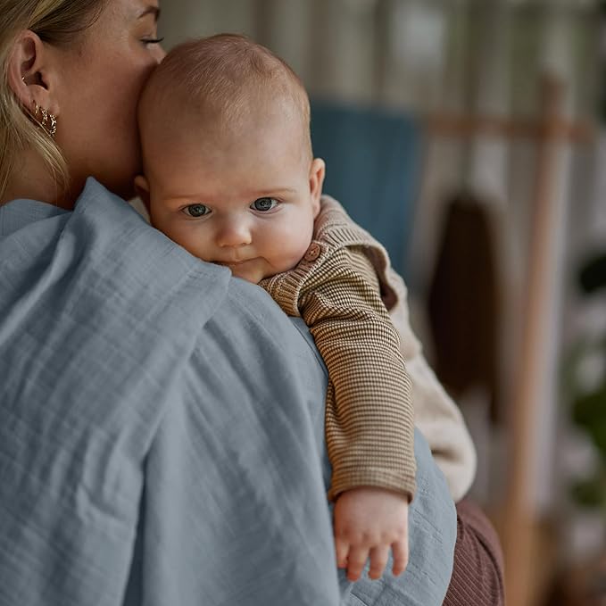 Baby Swaddle – Organic Cotton Muslin Baby Swaddles for Newborns 47” x 47” 2-Pack (Sage Green/Tradewinds)