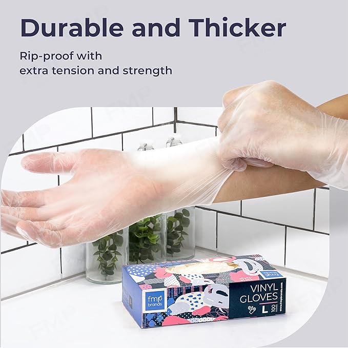 Fit Meal Prep 1000 Pack Disposable Latex Free Large Vinyl Food Prep Gloves - Powder Free, Ideal for Kitchen, Bathroom, Household, Gardening