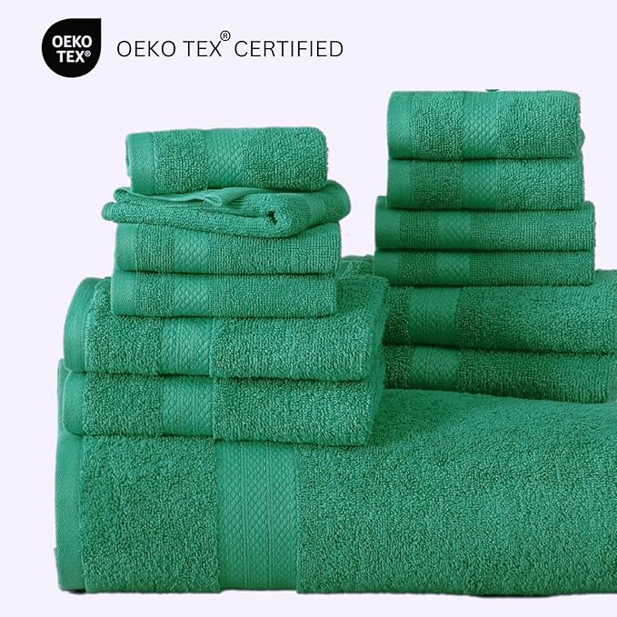LANE LINEN 100% Cotton Bathroom Towels - 18 Piece Set - Super Soft, Quick Dry & Absorbent - 4 Bath, 8 Washcloths, 6 Hand Towels for Bathroom - Hotel Quality & Suitable for Family