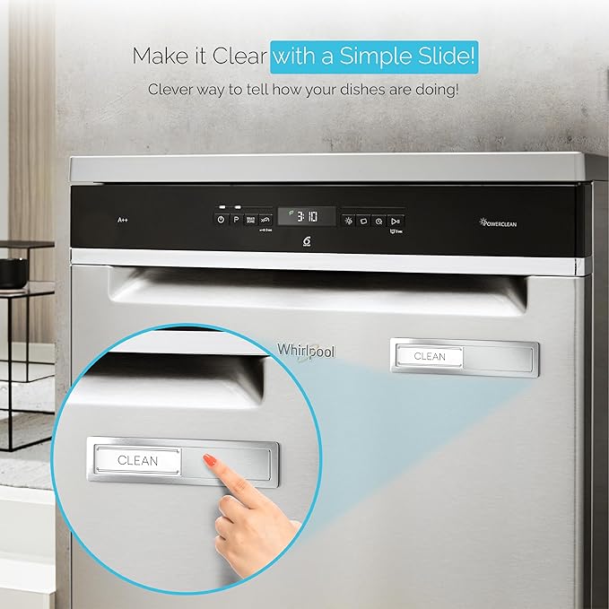 Stainless Steel Clean Dirty Magnet for Dishwasher, Magnetic Dishwasher Clean Dirty Sign with Protective Backing & Adhesives, Kitchen Organizers Decor, Premium Dirty Clean Dishwasher Magnet