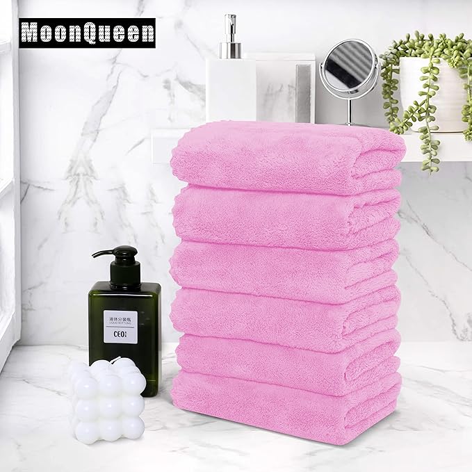 18 Pack Premium Hand Towels - Quick Drying - Microfiber Coral Velvet Highly Absorbent Towels - Multipurpose Use as Hotel, Bathroom, Shower, Spa, Hand Towel 16 x 28 inches (Frozen Berry)