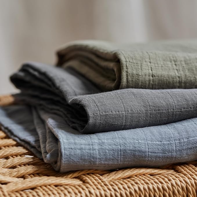 Baby Swaddle – Organic Cotton Muslin Baby Swaddles for Newborns 47” x 47” (Soft Grey)