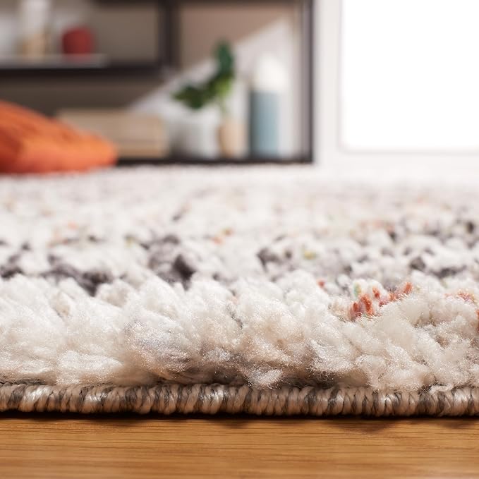 SAFAVIEH Jericho Shag Collection Area Rug - 3' Square, Black & Rust, Non-Shedding & Easy Cleaning, Ultra Plush Thick Pile, Ideal for Living Room, Bedroom, Dining Space (JER100Z)