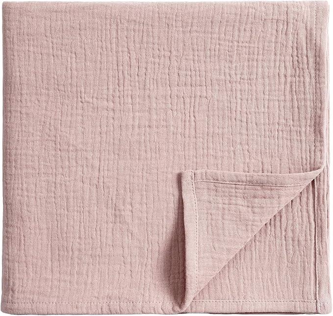 Meracorallo Muslin Swaddle Blanket, 100% Cotton Receiving Blanket Soft and Breathable Swaddle Wrap for Baby Boys and Girls, Blush