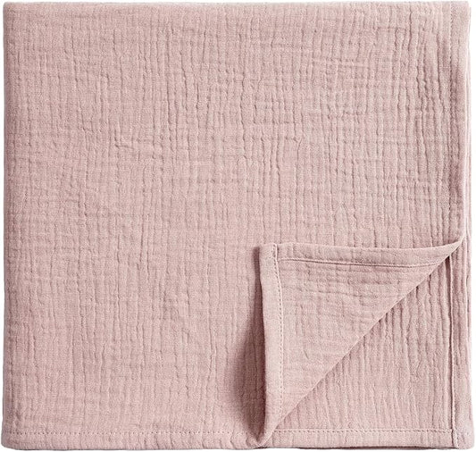 Meracorallo Muslin Swaddle Blanket, 100% Cotton Receiving Blanket Soft and Breathable Swaddle Wrap for Baby Boys and Girls, Blush