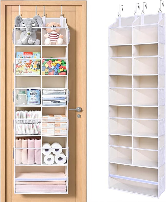 ULG Over the Door Organizer, 6-Tier Hanging Storage with Clear Windows, 19 Pockets for Closet, Pantry, Bathroom & Nursery Doors, Extra Large Storage Space with 4 Hooks