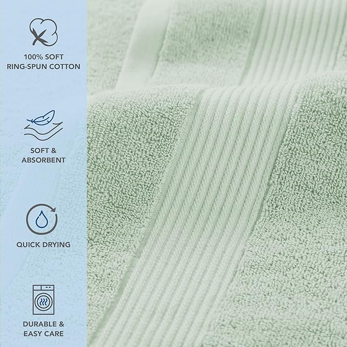 Arkwright Solid Bulk Hand Towels, Case of 60, 100% Cotton 600 GSM Soft Absorbent Guest Bathroom Towels for Hotel, Spa or Vacation Rental, 28 x 16 in, Eucalyptus Green