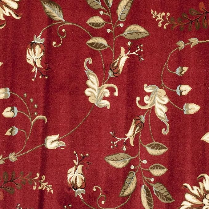SAFAVIEH Lyndhurst Collection Area Rug - 6'7" Square, Red & Multi, Traditional Floral Design, Non-Shedding & Easy Care, Ideal for High Traffic Areas in Living Room, Bedroom (LNH552-4091)