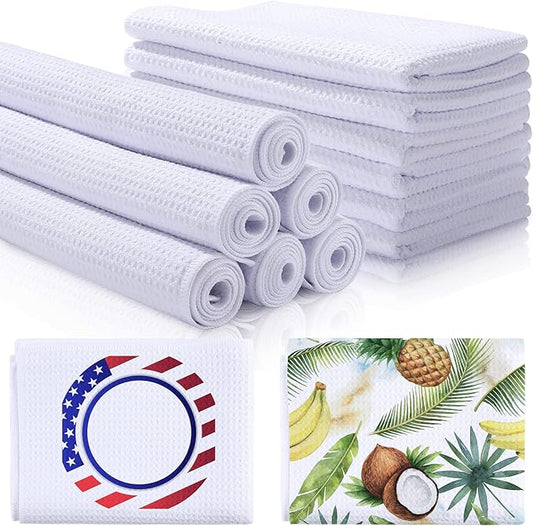 Sublimation Kitchen Towel Blanks 16 x 24Inch, Microfiber Waffle Weave Sublimation Tea Towels Fast Drying Absorbent for Home Kitchen Gifts(6 Pieces)