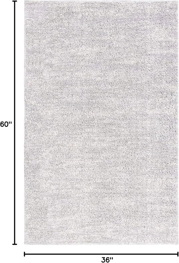 SAFAVIEH Berber Shag Collection Accent Rug - 3' x 5', Grey & Ivory, Modern Design, Non-Shedding & Easy Care, 1.2-inch Thick, Ideal for The Living Room, Bedroom, Dining Room (BER563G-3)
