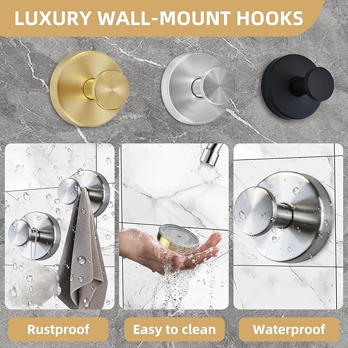 Suction Cup Hooks for Shower Heavy Duty Wreath Hangers for Front Door Waterproof Shower Hooks for Inside, No Drill Adhesive Towel Hooks for Bathroom, Kitchen, Glass Doors, Windows (4, Matte Black)