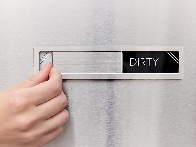 Stainless Steel Clean Dirty Magnet for Dishwasher, Magnetic Dishwasher Clean Dirty Sign with Protective Backing & Adhesives, Kitchen Accessories Decor, Premium Dirty Clean Dishwasher Magnet
