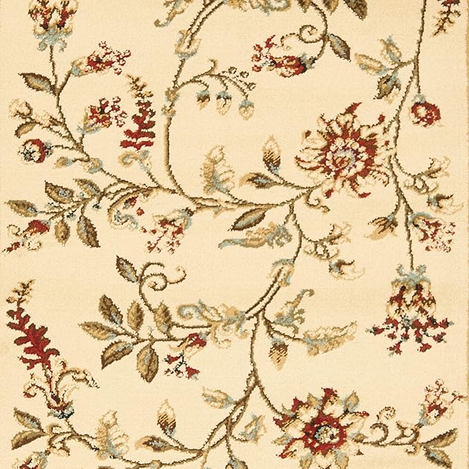 SAFAVIEH Lyndhurst Collection Runner Rug - 2'3" x 8', Ivory & Multi, Traditional Floral Design, Non-Shedding & Easy Care, Ideal for High Traffic Areas in Living Room, Bedroom (LNH552-1291)
