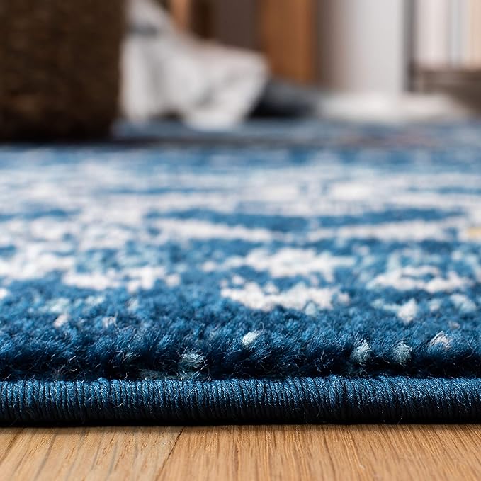 SAFAVIEH Amsterdam Collection Runner Rug - 2'3" x 8', Navy & Turquoise, Moroccan Boho Design, Non-Shedding & Easy Care, Ideal for High Traffic Areas in Living Room, Bedroom (AMS108M)