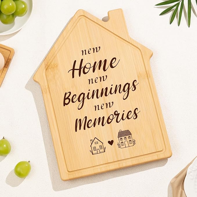 Craftique House Warming Gifts New Home, New Home Cutting Board Essential/Gift Ideas, House-Shape, House/Kitchen/First Apartment Essential, Housewarming Gifts for Women/Men/Couple/New Homeowner