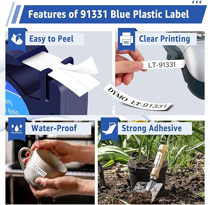 6 Pack Plastic White Tape 1/2'' 91331 Compatible for Dymo LetraTag Refills S0721660 12mm x 4m for Letratag Label Maker 200B LT-100H LT-100T QX50