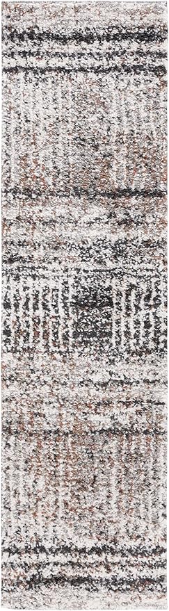 SAFAVIEH Jericho Shag Collection Runner Rug - 2'2" x 8', Black & Rust, Design, Non-Shedding & Easy Care, 1.2-inch Thick Ideal for High Traffic Areas in Living Room, Bedroom (JER100Z)