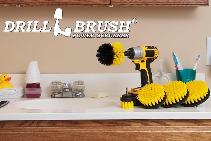 Bathroom Accessories - Drill Brush - Bathroom Cleaner Kit - Shower Cleaner Brush - Shower Door Cleaner - Bathtub Brush - Bath Mat - Tile Cleaner- Grout Cleaning Brush - Scrub Brush - Bathroom Rugs