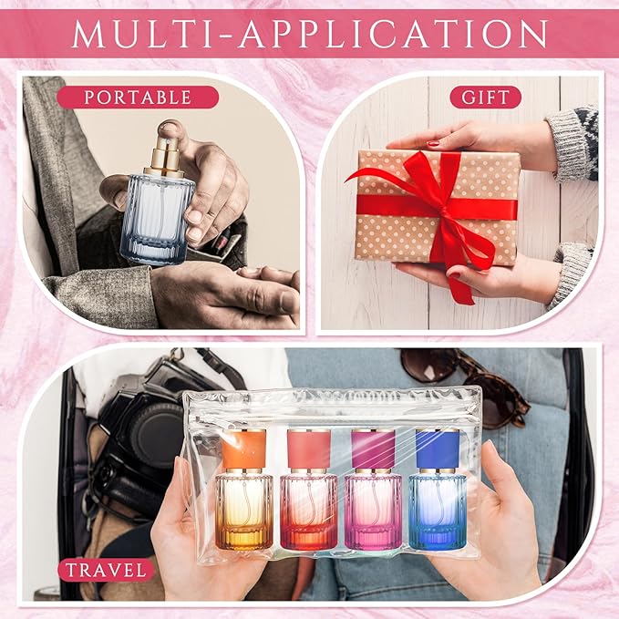 6 Pcs 30/50/100ml Empty Glass Perfume Bottles Bulk Pack for Perfume Makers Refillable Atomizer Cologne Bottles DIY Vintage Fragrance Packaging Glass Bottling Supplies (Multicolor,30 ml)