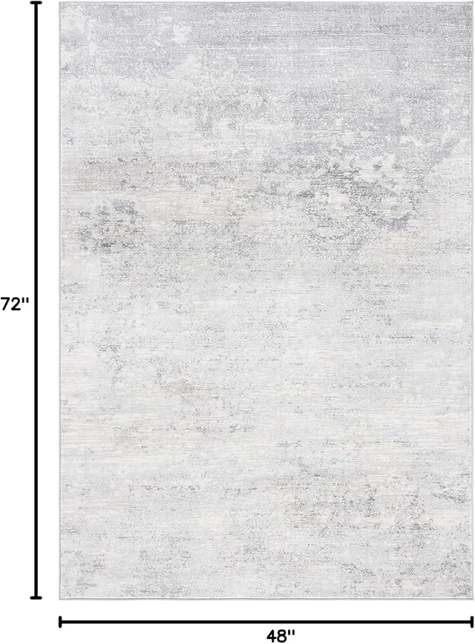 SAFAVIEH Brentwood Collection 4' x 6' Ivory/Grey BNT822A Modern Abstract Non-Shedding Living Room Bedroom Accent Rug