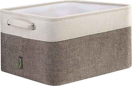 BALEINE 1 Pack Fabric Closet Storage Bins for Shelves, Linen Closet Organizers and Storage, Decorative Baskets for Organizing, Shelf, Clothes, Home, Office (Brown, 12"x8"x8")