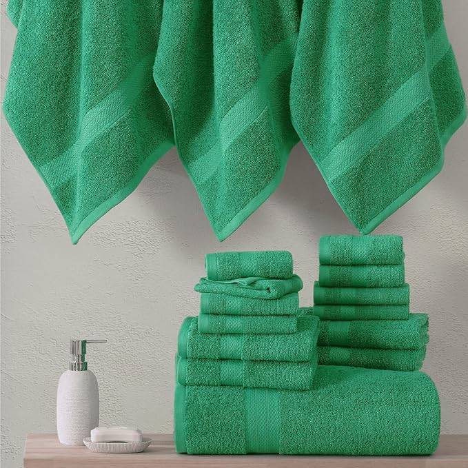 LANE LINEN 100% Cotton Bathroom Towels - 18 Piece Set - Super Soft, Quick Dry & Absorbent - 4 Bath, 8 Washcloths, 6 Hand Towels for Bathroom - Hotel Quality & Suitable for Family