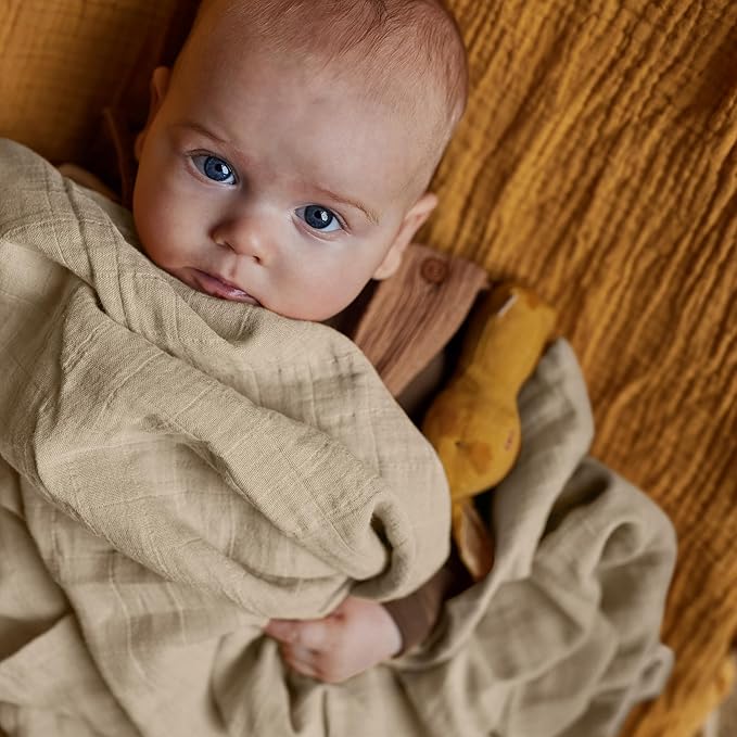 Baby Swaddle – Organic Cotton Muslin Baby Swaddles for Newborns 47” x 47” (Fog)