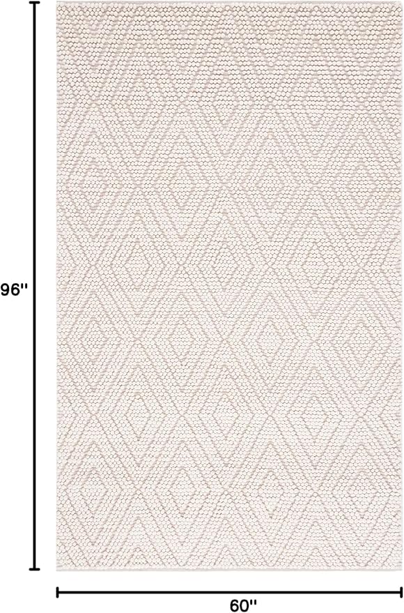 SAFAVIEH Natura Collection Area Rug - 5' x 8', Ivory, Handmade Moroccan Boho Trellis Wool, Ideal for High Traffic Areas in Living Room, Bedroom (NAT224A)
