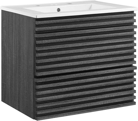 Modway Render 24" Wall-Mount Bathroom Vanity in Charcoal White