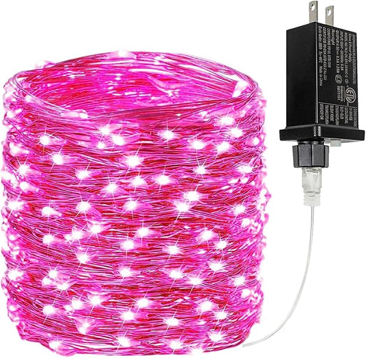 66Ft 200LED Pink Fairy Lights Plug in, Waterproof String Lights Outdoor & Indoor 8 Modes with Timer Valentines Day Decor, Twinkle Light for Girl's Room, Galentines Day, Wedding, Gifts for Women, Lover