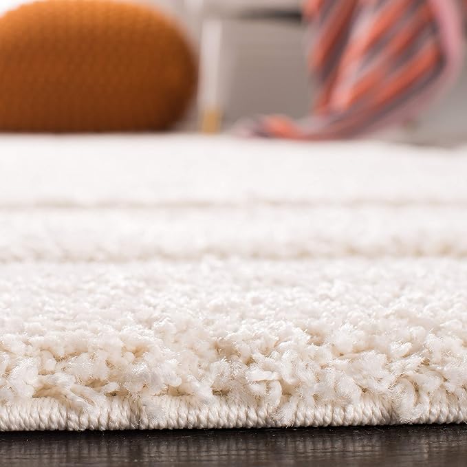 SAFAVIEH Florida Shag Collection Area Rug - 6' x 8', Cream & Cream, Non-Shedding & Easy Cleaning, Plush Thick Pile, Ideal for Living Room, Bedroom, Dining Space (SG454-1111)