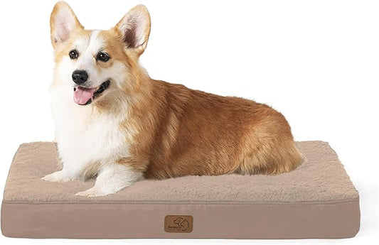 Bedsure Large Dog Bed for Crate - Comfy Flat Pet Beds with Removable Washable Cover, Orthopedic Egg Crate Foam Crate Mat, Suitable for Pet Up to 50 lbs