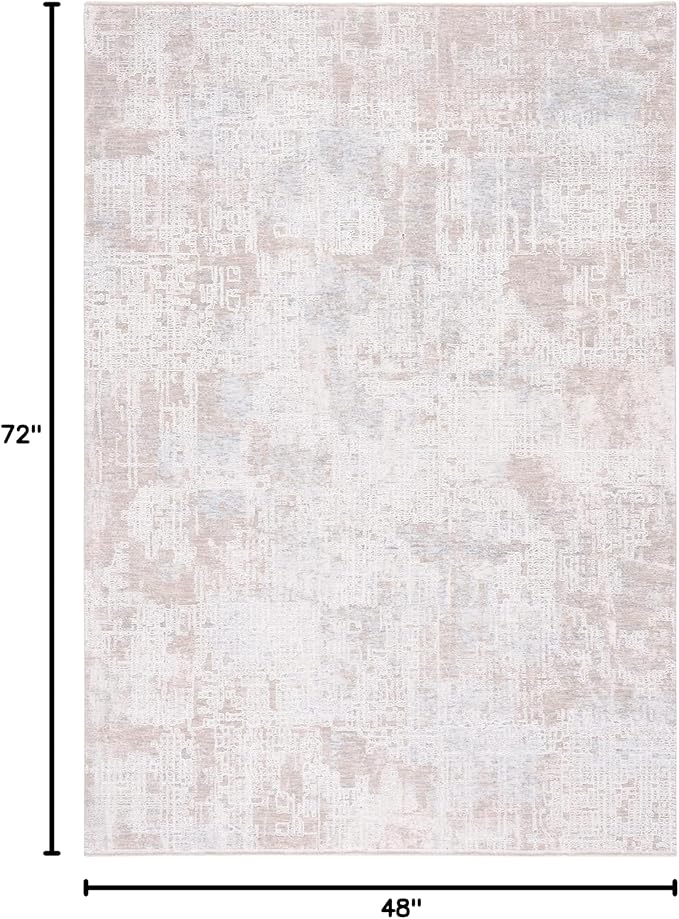 SAFAVIEH Marmara Collection Accent Rug - 4' x 6', Grey & Beige Blue, Modern Design, Non-Shedding & Easy Care, Ideal for High Traffic Areas in Entryway, Living Room, Bedroom (MRM314F)
