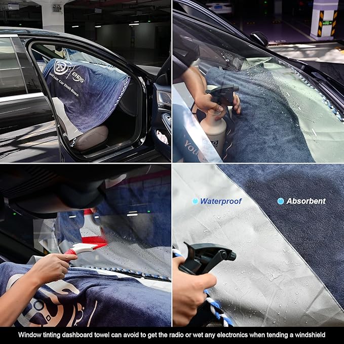 Window Tinting Dash Cover Protection,3 in 1 Super Absorbent Car Dashboard Towel Tool Soak Rope Waterproof Cloth Cover for Vehicle Windshield Dash Window Scratch Free Tint Tools