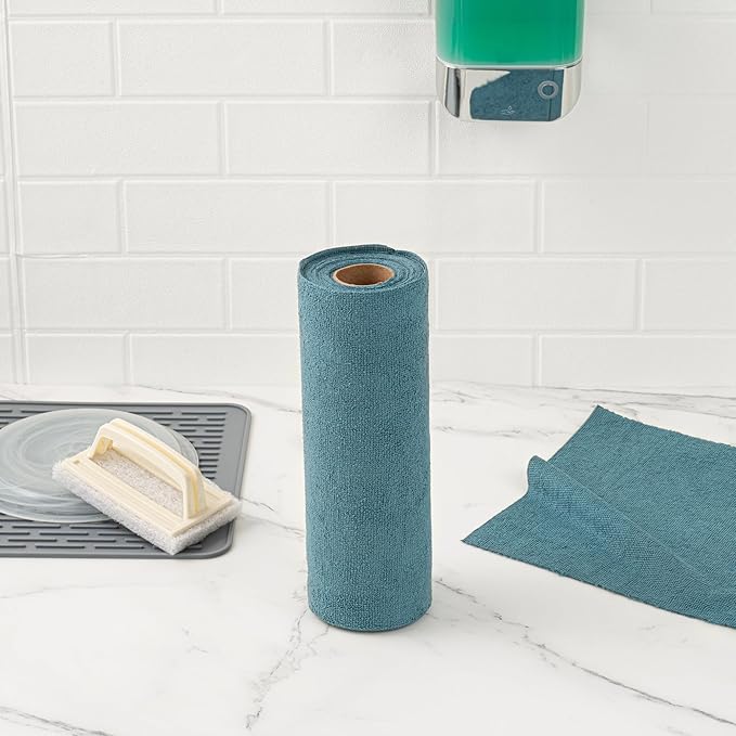 Clean Tek Professional 11.8 x 11.8 Inch Microfiber Towel Rolls, 300 Reusable Towel Rolls - Tear Away, Perforated, Teal Microfiber Cleaning Roll, For All The Cleaning Tasks