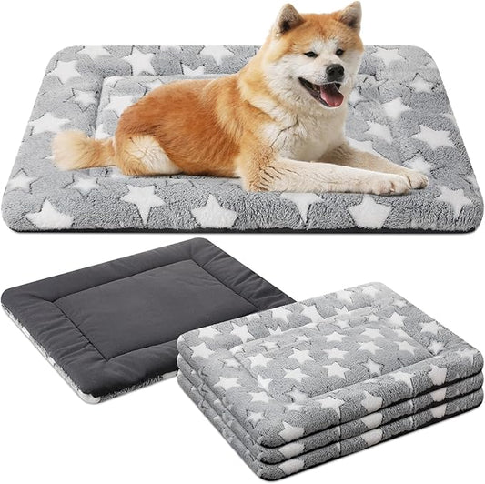 VitalCozy 4 Pcs Winter Dog Crate Pads, Ultra Soft Warm Washable Dog Cat Bed Mat for Pet Crate Comfortable Replaceable Reversible Kennel Pad for Small, Medium, Large Dogs(20 x 30 x 1.6 Inch,Gray)