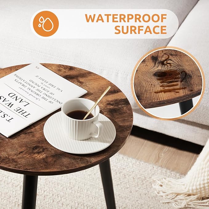 Round Side Table - Modern Nightstand End Table for Small Spaces