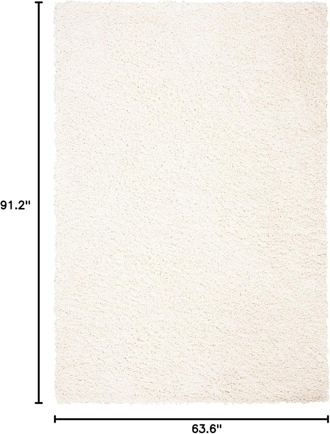 SAFAVIEH August Shag Collection Area Rug - 5'3" x 7'6", Ivory, Solid Design, Non-Shedding & Easy Care, 1.5-inch Thick Ideal for High Traffic Areas in Living Room, Bedroom (AUG200C)