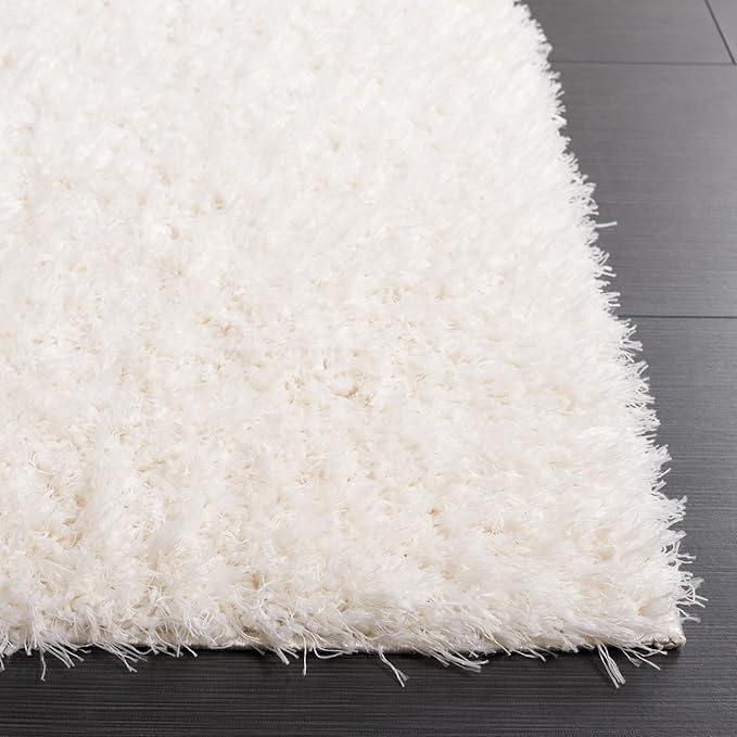 SAFAVIEH Lindsay Shag Collection Area Rug - 5'3" x 7'6", Ivory, Solid Design, Plush 1.8-inch Thick, Ideal for High Traffic Areas in Living Room, Bedroom, Dining Room (LNS560A-5)