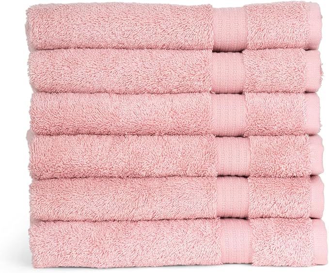 TowelSelections Soft and Absorbent Towels Cotton for Bathroom Hotel Shower Spa Gym, 4 Hand Towels Powder Pink