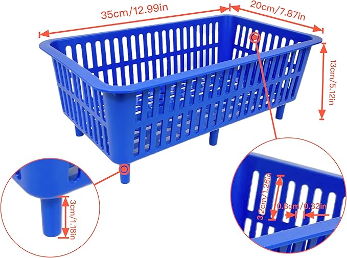 YDB Storage Plastic Drain Basket with Feet for Sorting Live Fresh Shellfish Oyster Abalone Scallop Geoduck Clams Mussels or Garden Harvest 4PCS(Blue)