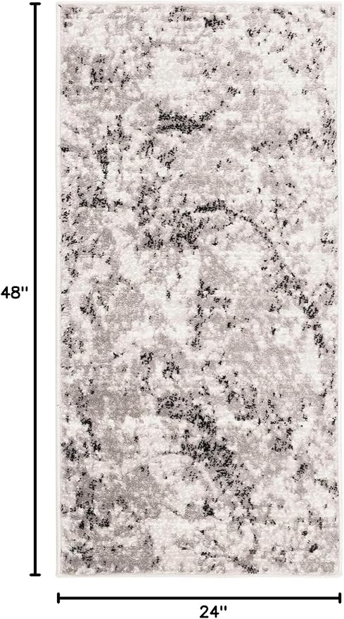 SAFAVIEH Skyler Collection 2' x 4' Grey/Ivory SKY186K Modern Abstract Non-Shedding Living Room Bedroom Accent Rug