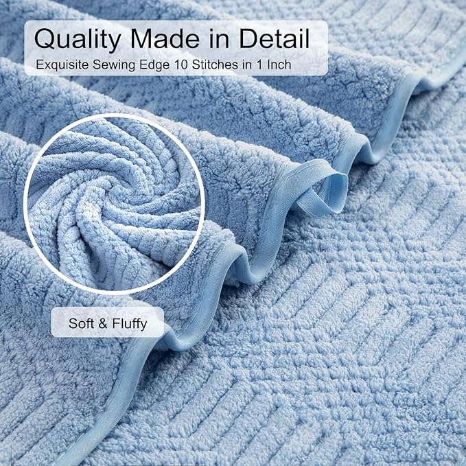 Oliven 4 Piece Blue Large Bath Sheets 35"x70" Oversized Bath Towels Jumbo Towel Set 600GSM Soft Highly Absorbent Quick Dry Beach Chair Towel Woven Towels for Bathroom Hotel and Spa