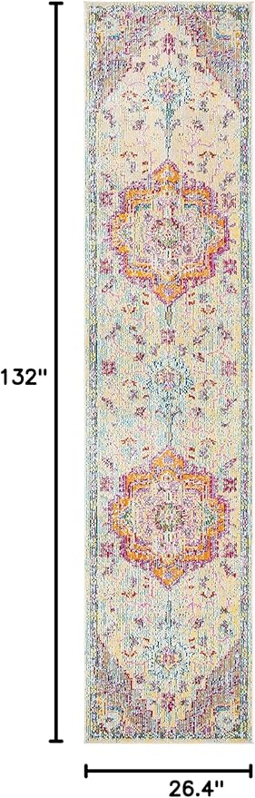 SAFAVIEH Crystal Collection Runner Rug - 2'2" x 11', Light Blue & Fuchsia, Medallion Distressed Design, Non-Shedding & Easy Care, Ideal for High Traffic Areas in Living Room, Bedroom (CRS501B)
