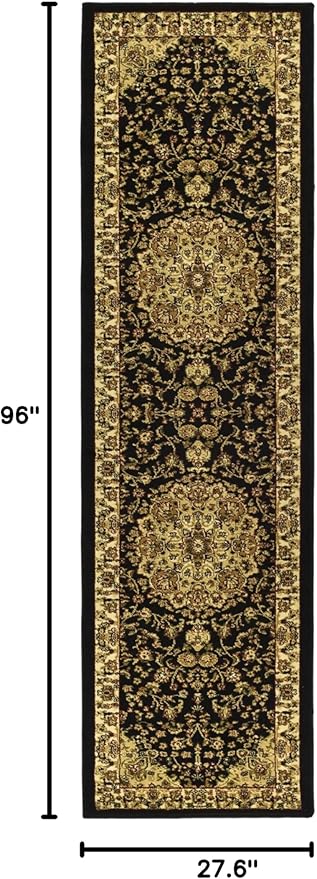 SAFAVIEH Lyndhurst Collection Runner Rug - 2'3" x 8', Black & Ivory, Traditional Oriental Medallion Design, Non-Shedding & Easy Care, Ideal for High Traffic Areas in Living Room, Bedroom (LNH222A)